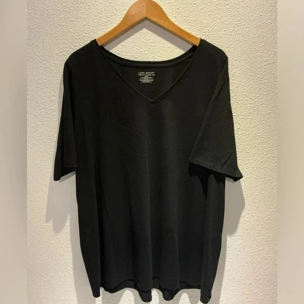 LANE BRYANT PERFECT SLEEVE TEE 22/24 BASIC BLACK TEE SHIRT